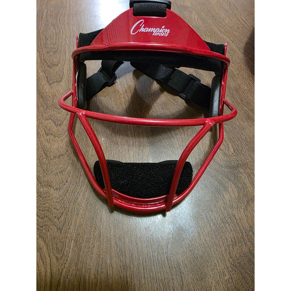 Champion Sports Softball Fielders Mask Red Steel Frame Adjustable Face Guard